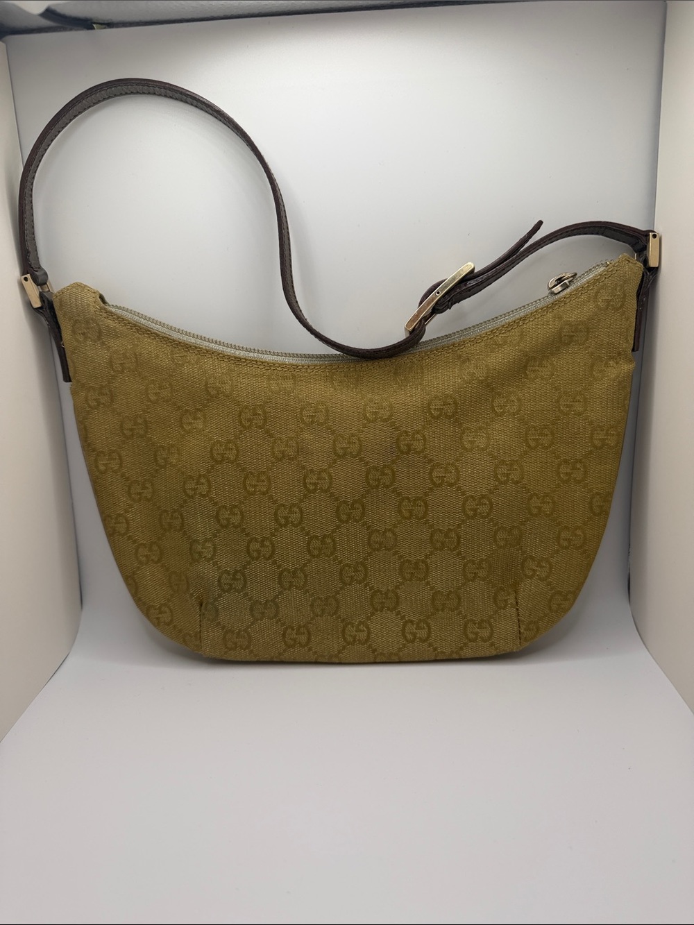 Gucci gold canvas and leather shoulder bag (TOM FORD ERA)